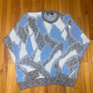 Stylish Blue and Gray Men's Crewneck Sweater